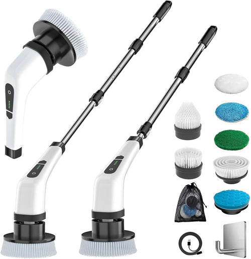 Electric Spin Scrubber Rechargeable Cleaning Brush with 7 Replaceable Brush Heads, Cordless and Portable Power Scrubber, Electric Bathroom Scrubber for Cleaning Tile, Window, Floor, Tub, Car
